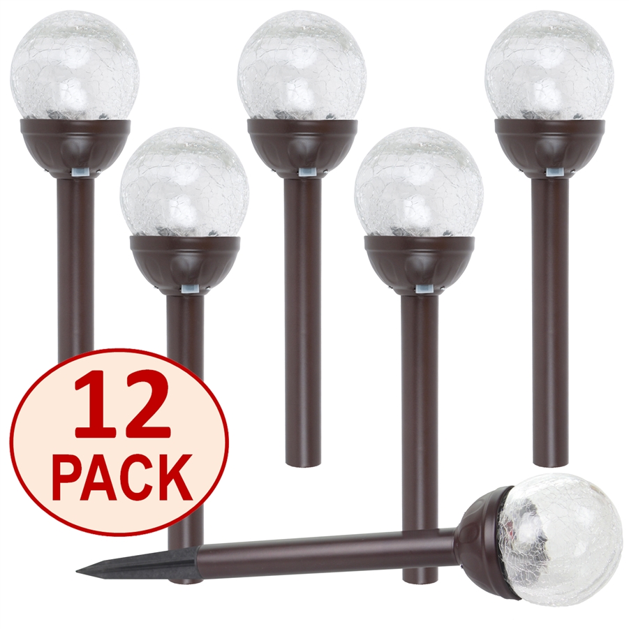 NEW 2017 SET OF 6 Crackle Glass Globe Color-Changing LED & White LED Copper Solar Path Lights by SOLAscape 