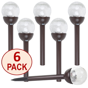 Crackle Glass Solar Bronze Path Lights: Color-Changing & White - Set of Six (6)
