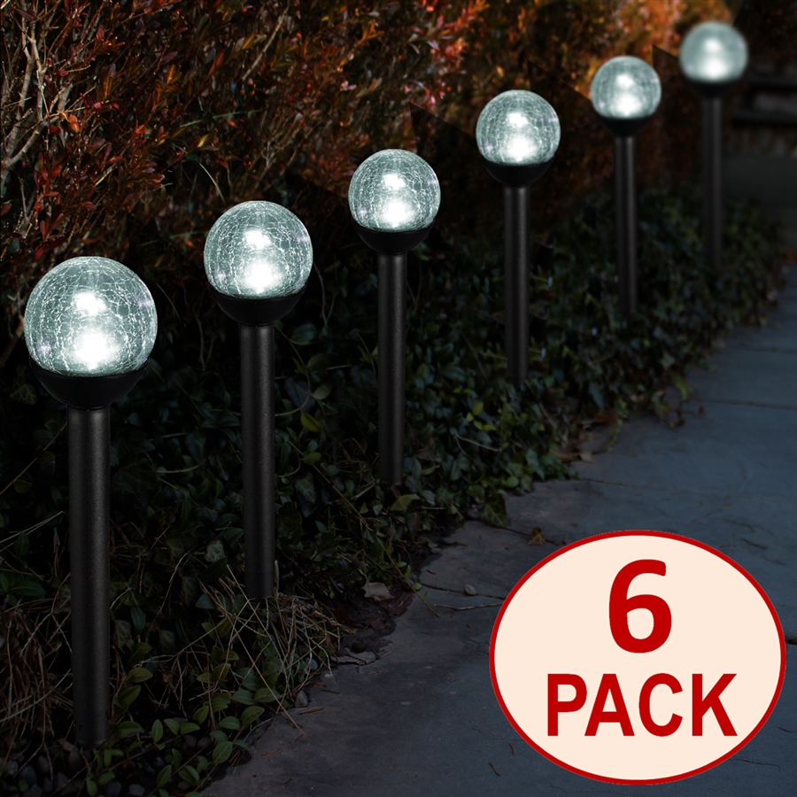 Globe Solar Lights Outdoor Decorative 2 Pack Cracked Glass Ball Lights 4.73 In-Ground Lights with 30 LEDs Waterproof for Garden Pathway Party Decoration