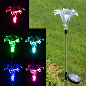 Single Solar Color-Changing Lily Flower Garden Stake Light
